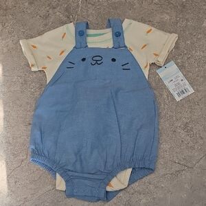 Cat & Jack Easter Outfit Blue and Cream Kids Matching Set 3-6 Mths